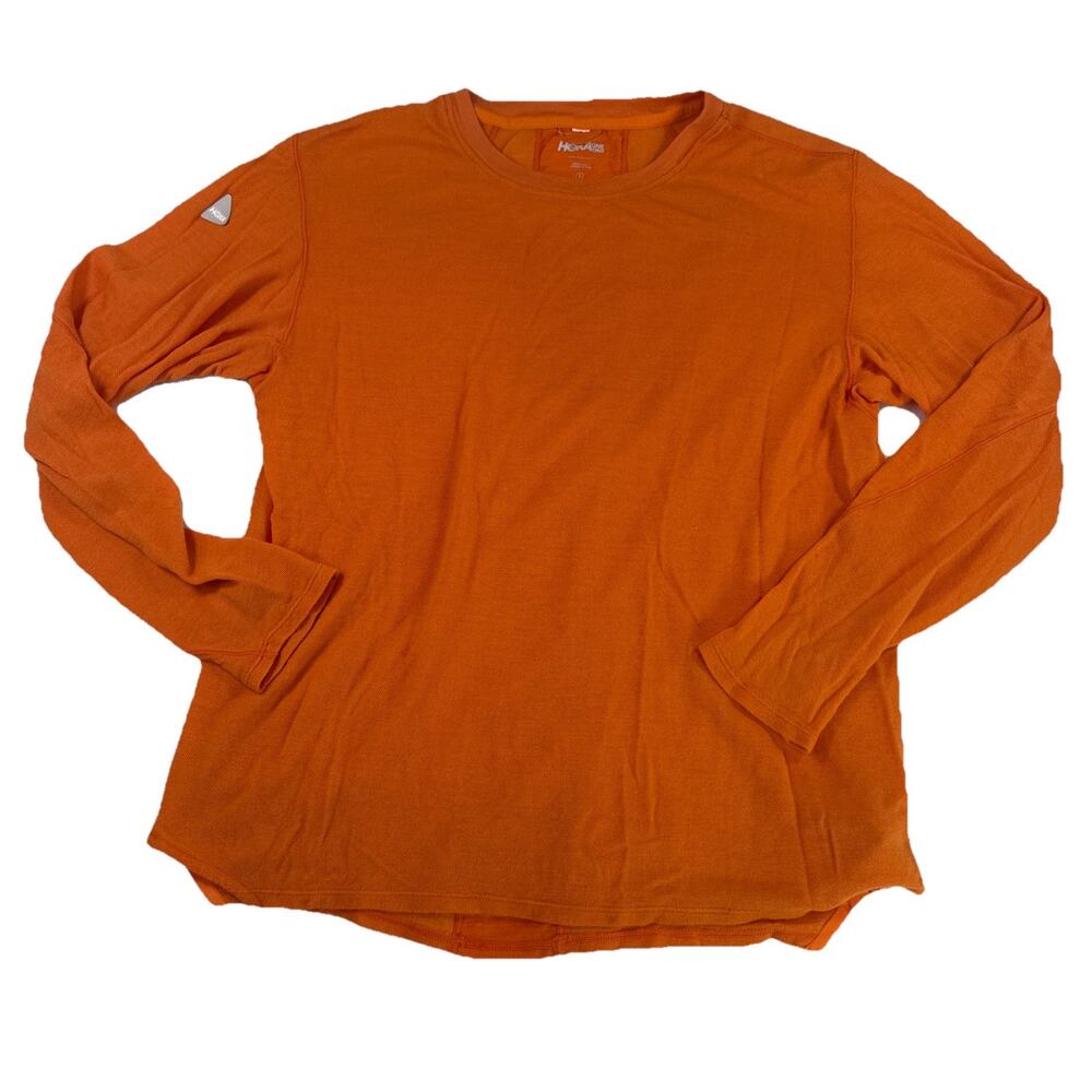 Hoka One One Mens Wool Blend Long Sleeve Training Top Orange Large